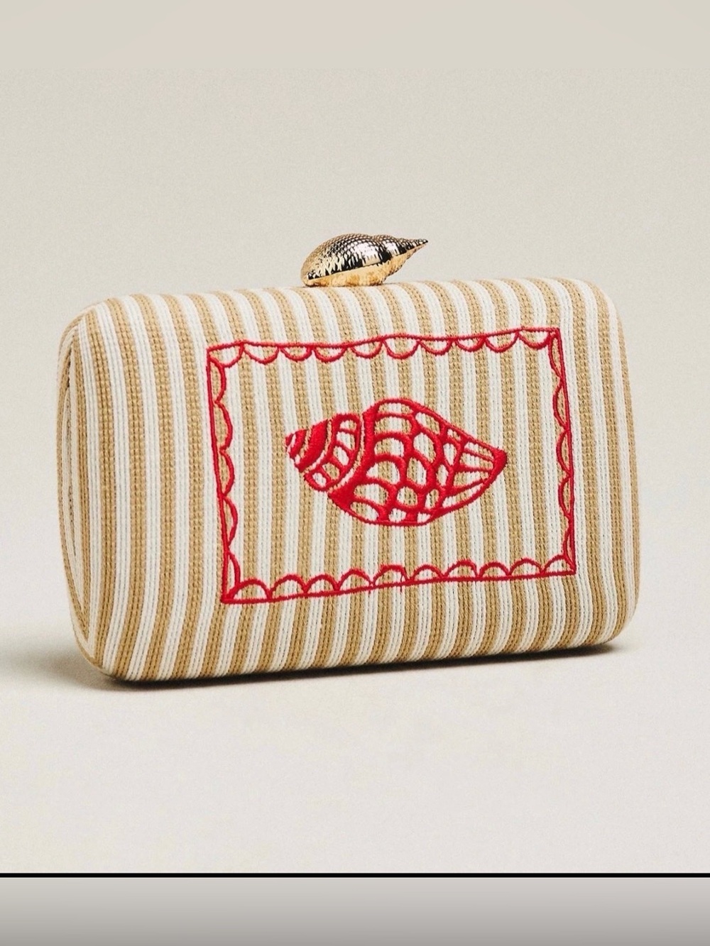 Anthropologie Shiraleah Shell Icon Minaudiere Clutch Purse Crossbody NWT Tan